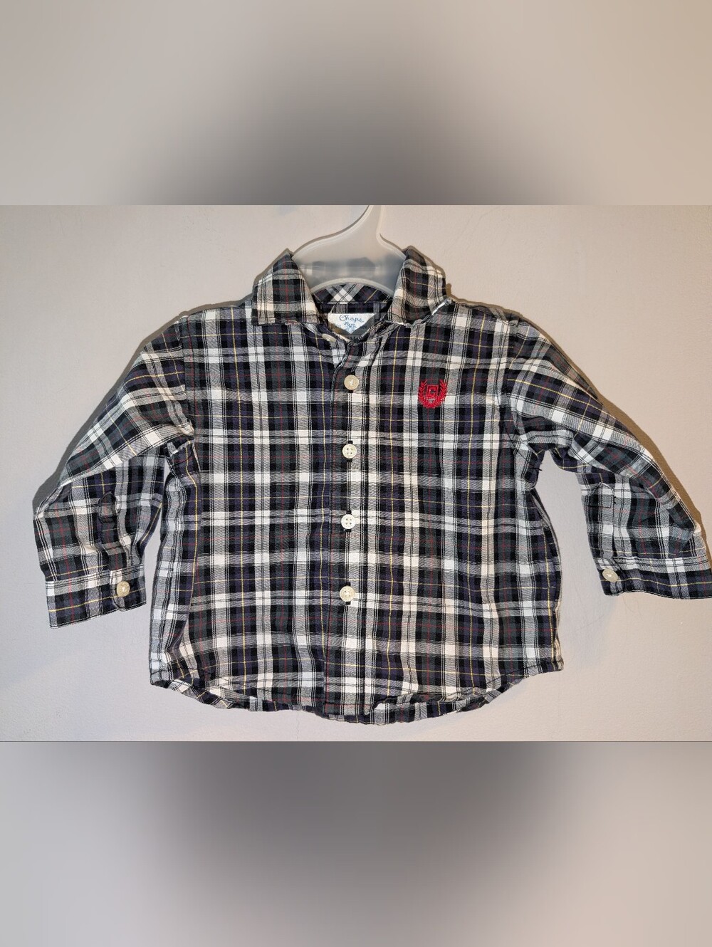 Chaps Ralph Lauren Black White Plaid Button-Up Shirt Cotton Blend Baby 3 Months